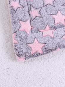 1入組柔軟灰色和紅色星星圖案寵物床 - 黑色 - 查看 4