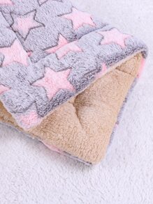 1入組柔軟灰色和紅色星星圖案寵物床 - 黑色 - 查看 5