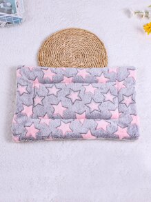 1入組柔軟灰色和紅色星星圖案寵物床 - 黑色 - 查看 1