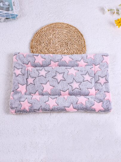 1入組柔軟灰色和紅色星星圖案寵物床