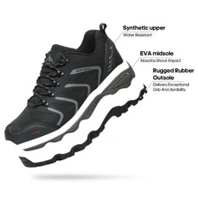Men's Low Top Waterproof Hiking Shoes Trekking Trails Outdoor Work Shoes - 黑色 - 查看 3