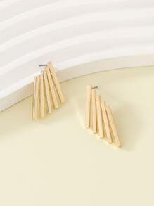 1pair Metallic Minimalist Bohemian Style Fringe Threader Earrings - Yellow Gold - View 3