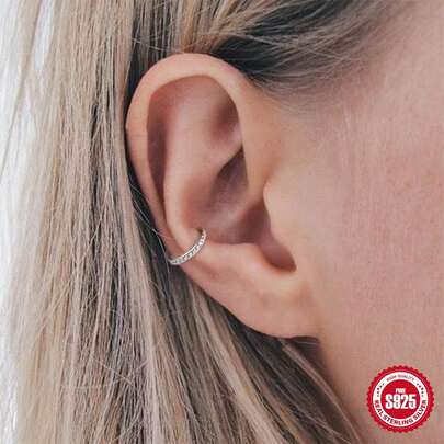 1pc Glamorous Cubic Zirconia Decor Ear Cuff For Women For Party