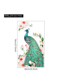 1 pieza Hermoso adhesivo de pared de pavo real realista, adhesivos, vinilos decorativos para decoración del hogar, artículos de decoración de primavera para refrescar tu hogar, adhesivos de decoración de ramas - Multicolor - Ver 6