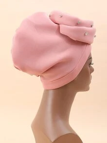 1入組鉚釘鑽石和花點綴帽子 - 藕粉色 - 查看 2