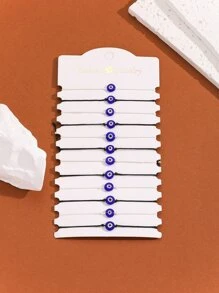 12pcs/set Adjustable Woven Eye Bracelet Set - Blue - View 1