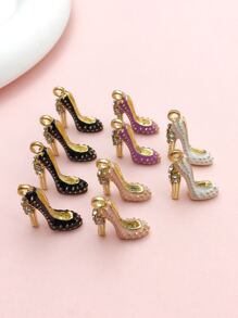 10pcs Random Color Mixed Fashion Rhinestone Enamel High Heels DIY Charm Pendant For Jewelry Earrings Necklace Making Accessories - Multicolor - View 1