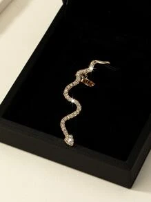 1pc Fashionable Personalized Snake Shaped Rhinestone Decor Stud Earring - Multicolor - View 4