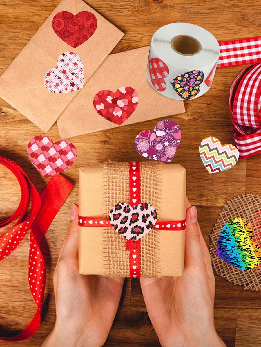 500 piezas Pegatinas dulce en forma de corazón de colores sello - Multicolor - Ver 1