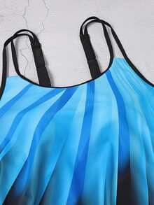 Ombre Print Shorts Tankini Summer - Multicolor - View 3