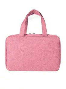 大號掛鉤盥洗包防水折疊手提包旅行化妝化妝品剃刀收納袋化妝刷收納 - 粉色 - 查看 3