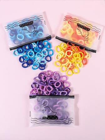 300 pièces/Paquet Élastiques à cheveux de couleur aléatoire simple pour femmes, accessoires de gym, élastiques à cheveux, accessoires de cheveux, supports de queue de cheval, élastiques à cheveux, bandes en caoutchouc pour cheveux