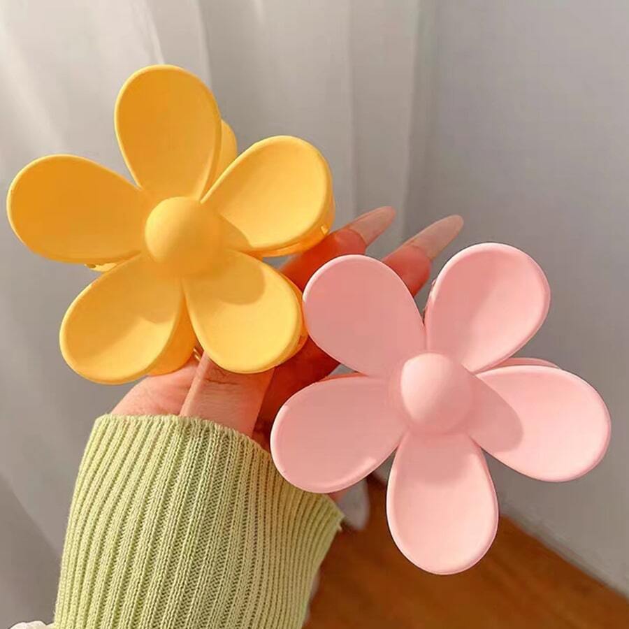 Sweet Flower Design Hair Claw, Fresh Style Hair Grip Clamp - Multicolor - View 1