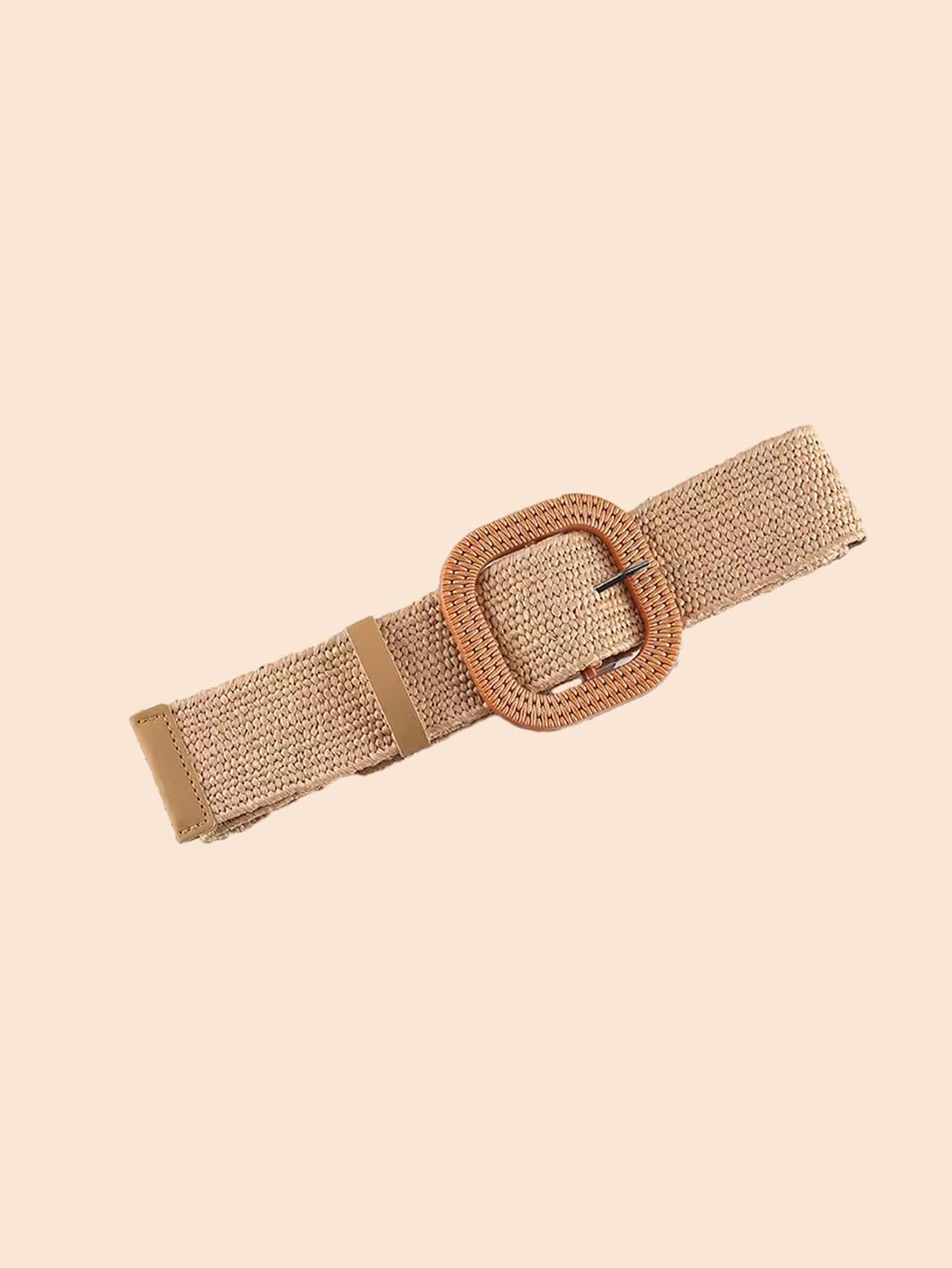 Thắt lưng dệt màu hoa mai khóa vuông bằng Polypropylen - Lạc đà - Xem 1