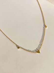 Nooxian 1pc Delicate Women's Unisex Heart Pendant Necklace, Collarbone Chain - Yellow Gold - View 4