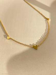Nooxian 1pc Delicate Women's Unisex Heart Pendant Necklace, Collarbone Chain - Yellow Gold - View 2