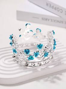 1入組時尚公主仙女服飾珍珠花裝飾3D皇冠適合女士 - 藍色 - 查看 4