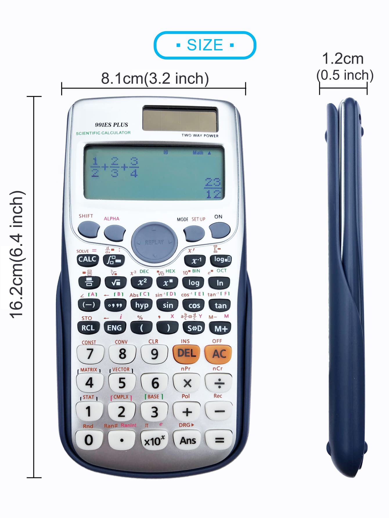 آلة حاسبة علمية بعرض نصوص طبيعي وشاشة مزدوجة – للط...