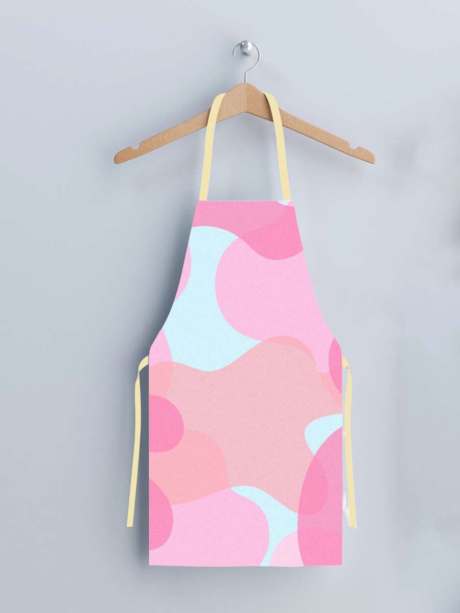 1pc Fashionable Unisex Apron For Gardening, Kitchen & Household Use, Oil Proof & Lovely Workwear - Pink - View 1