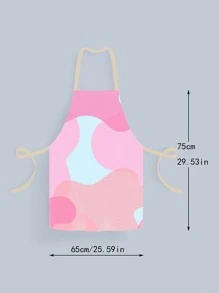 1pc Fashionable Unisex Apron For Gardening, Kitchen & Household Use, Oil Proof & Lovely Workwear - Pink - View 2