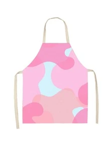 1pc Fashionable Unisex Apron For Gardening, Kitchen & Household Use, Oil Proof & Lovely Workwear - Pink - View 3