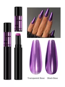 Misscheering 1 Bút Ma Thuật Đệm Khí, Bột Nghệ Thuật Làm Móng Hiệu Ứng Gương Cực Quang, Bột Ma Thuật Rồng Thay Đổi Màu Sắc Lấp Lánh TiGold Dành Cho Phụ Nữ/Các Cô Gái Thiết Kế Móng Tay Tự Làm Tại Nhà Hàng Ngày - Bụi tím - Xem 1