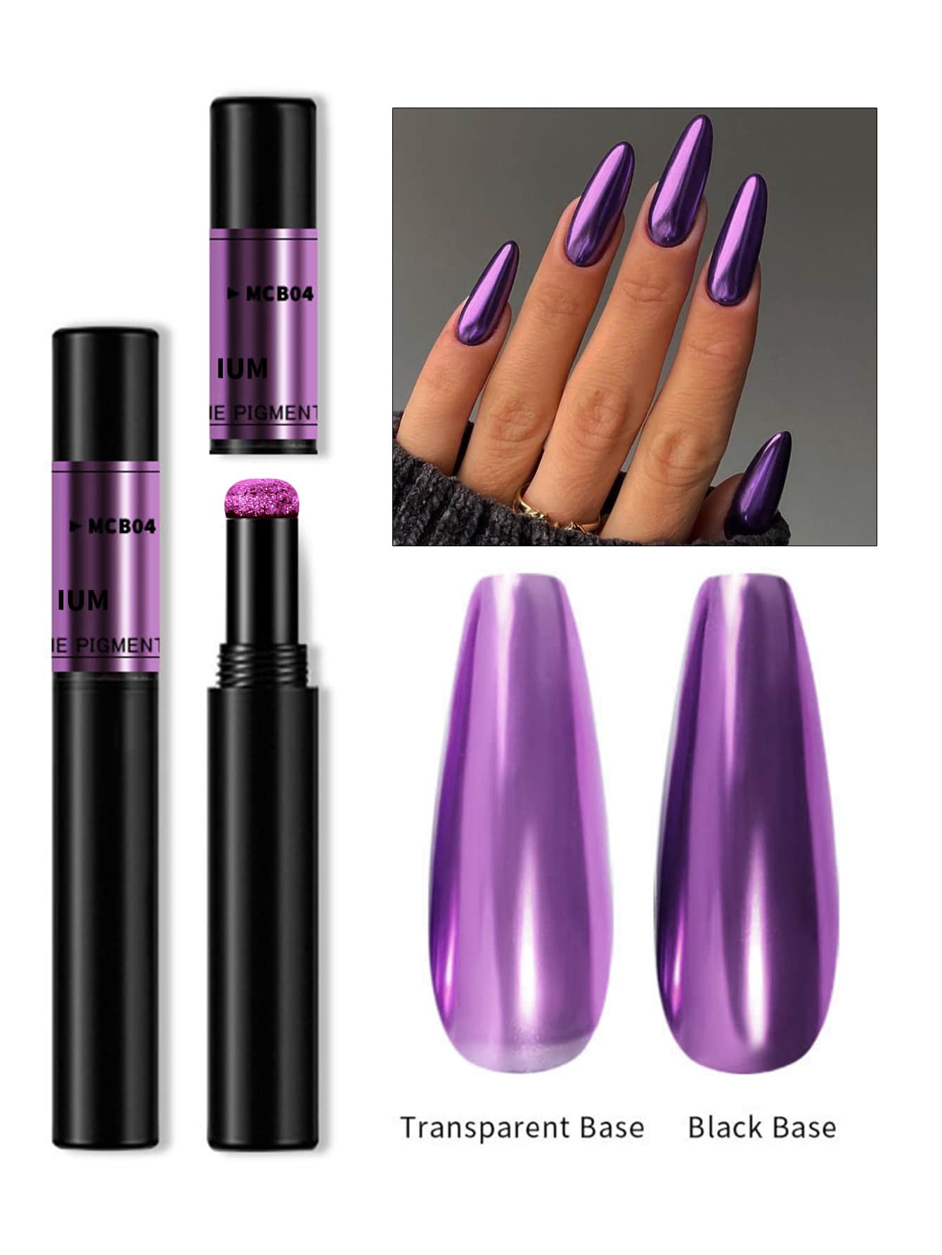 Misscheering 1 Bút Ma Thuật Đệm Khí, Bột Nghệ Thuật Làm Móng Hiệu Ứng Gương Cực Quang, Bột Ma Thuật Rồng Thay Đổi Màu Sắc Lấp Lánh TiGold Dành Cho Phụ Nữ/Các Cô Gái Thiết Kế Móng Tay Tự Làm Tại Nhà Hàng Ngày - Bụi tím - Xem 1