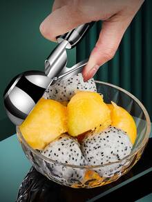 1 muỗng múc kem bằng thép không gỉ 304, muỗng múc kem có thể thu gọn, dụng cụ múc dưa và trái cây. - màu đen - Xem 9