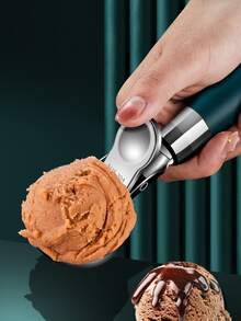 1 muỗng múc kem bằng thép không gỉ 304, muỗng múc kem có thể thu gọn, dụng cụ múc dưa và trái cây. - màu đen - Xem 5