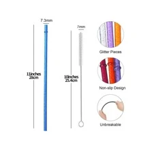 Với bộ giới hạn tích hợp, ống hút PE nhiều màu sắc, cứng và có thể tái sử dụng, kèm chổi vệ sinh (12 chiếc/hộp) - Trong sáng - Xem 3