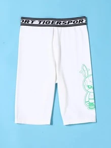 TIGER MINI 女大童卡通圖案騎行褲 - 白色 - 查看 6