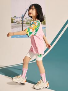 TIGER MINI 女大童卡通圖案騎行褲 - 白色 - 查看 3