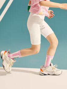 TIGER MINI 女大童卡通圖案騎行褲 - 白色 - 查看 2