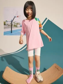 TIGER MINI 女大童卡通圖案騎行褲 - 白色 - 查看 4