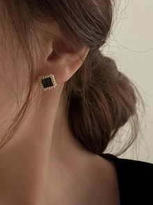 水鑽裝飾耳釘 - 彩色 - 查看 2