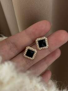 水鑽裝飾耳釘 - 彩色 - 查看 1