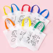 1set Random Pattern PP Gift Bag, Modern Reusable Gift Wrapping Bag For Party - White - View 1