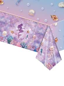 1 件 137*274 厘米美人鱼派对一次性桌布、美人鱼生日派对装饰桌布、美人鱼主题派对装饰桌旗、宝贝淋浴装饰桌布、新娘淋浴装饰、婚礼装饰、1 岁生日装饰、性别揭示派对装饰、节日家庭派对装饰用品、家居装饰、夏季装饰、美人鱼装饰、派对礼物 - 彩色 - 查看 5