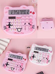 1 pieza dulce en forma de gato oficina calculadora - Blanco - Ver 7