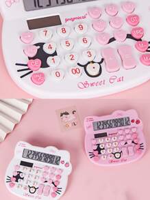 1 pieza dulce en forma de gato oficina calculadora - Blanco - Ver 6