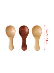 1 件随机迷你木勺，适用于奶粉、香料、调味品、糖、蜂蜜、茶和咖啡圣诞礼物 - 彩色 - 查看 6