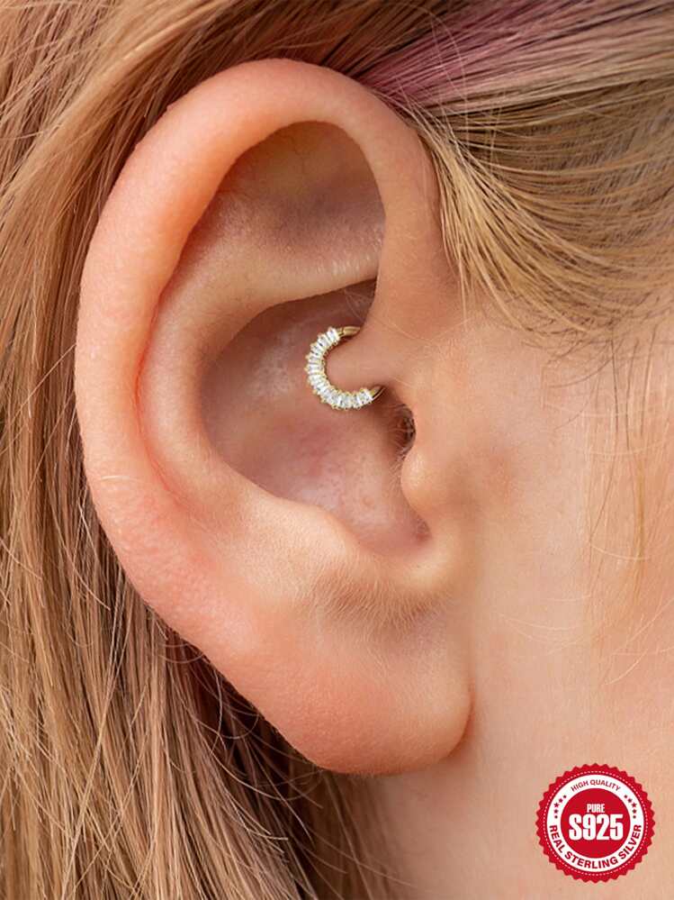 1pc S925 Sterling Silver Zirconia Cartilage Daith Piercing Women Fine Earring for Sale New Zealand New Collection Online SHEIN New Zealand