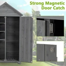 Outdoor storage cabinets, garden wooden tool sheds, outdoor wooden shed cabinets with shelves and latches in the yard - 灰色 - 查看 8