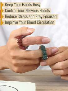 10入組迷你彈簧解壓玩具減壓手指按摩器靜音減壓戒指派對禮物顏色隨機 - 彩色 - 查看 3