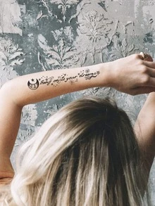5 piezas/set planeta , luna , con estrella , con inglés palabra Tatuaje temporal Pegatinas - Marrón - Ver 3