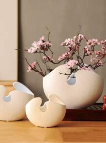 1pc Porcelain Flower Vase, Minimalist Abstract Design Flower Vase For Home,Home Decor,Flower Vase,Centerpiece,Table Decor Gifts Birthday Graduation Back To School Room Decor School Supplies Glass Vase