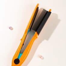 髮梳，1入組耐用高溫碳纖維直發器，帶美髮梳自粘造型夾 - 黑色 - 查看 2