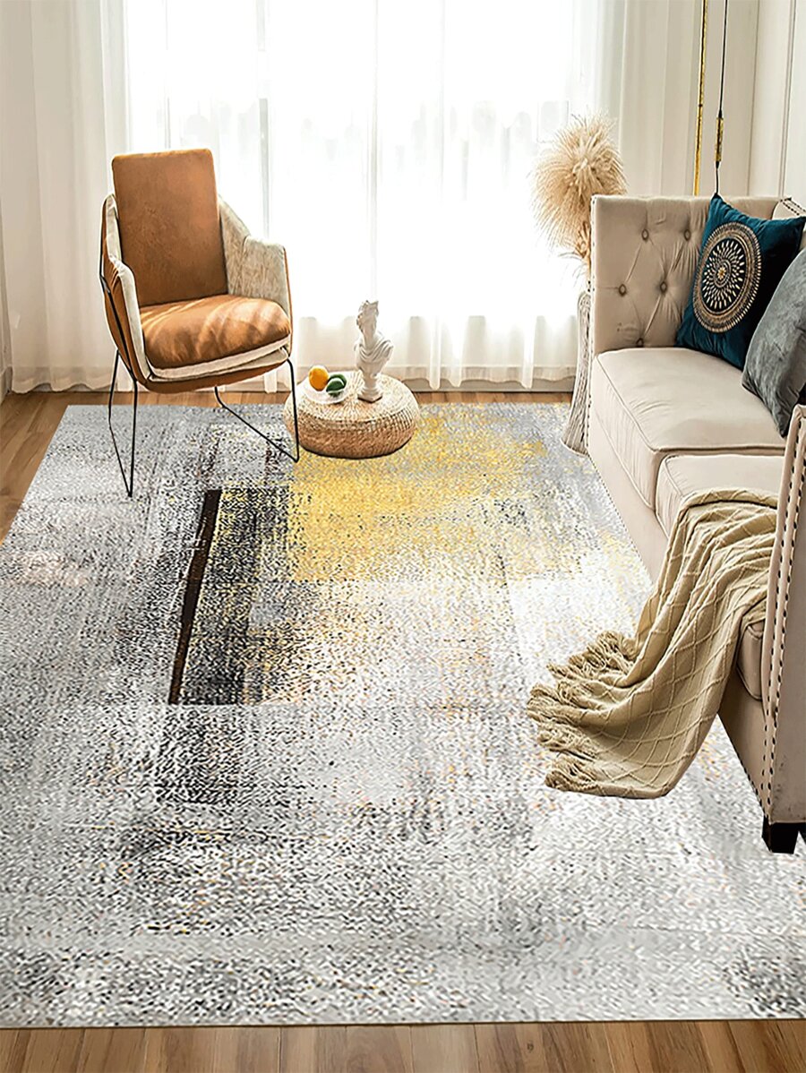 家庭地毯歐式風簡約風線條圖案柔軟的可水洗區域地毯防滑吸水率耐用客廳餐廳臥室家庭辦公室地毯 - 彩色 - 查看 1