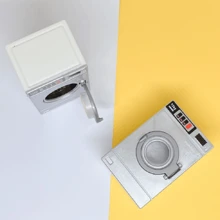 1 件微型多功能洗衣机、滚筒洗衣机模型、场景道具最佳礼物 - 銀色 - 查看 5