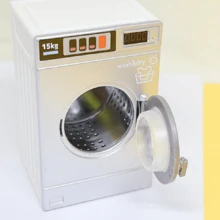 1 件微型多功能洗衣机、滚筒洗衣机模型、场景道具最佳礼物 - 銀色 - 查看 4